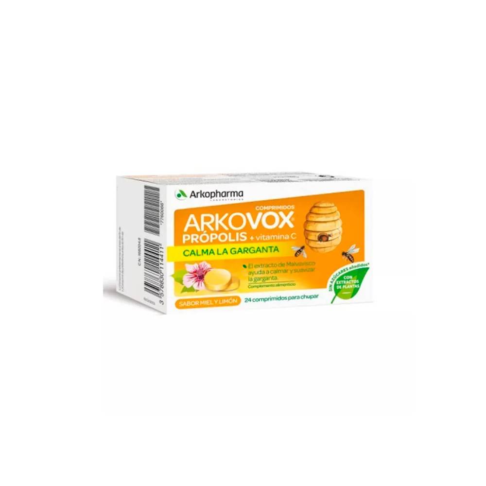 Arkopharma Arkovox Propolis + vitaminas C 24 medaus ir citrinų tabletės 