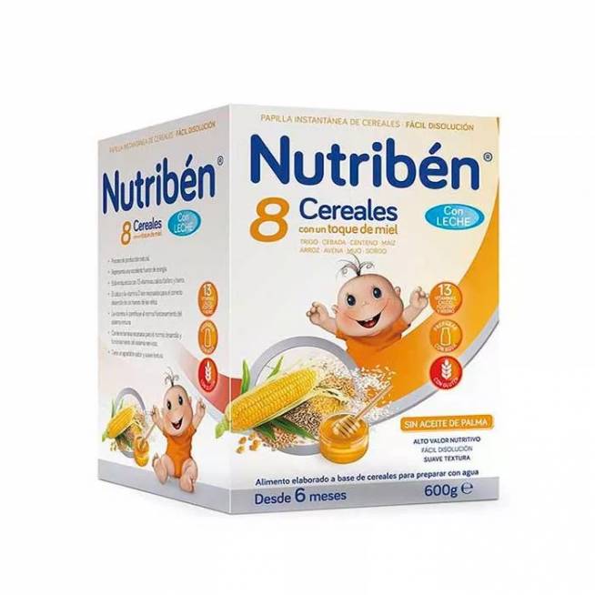 Nutribén 8 medaus dribsniai su pienu 600g 