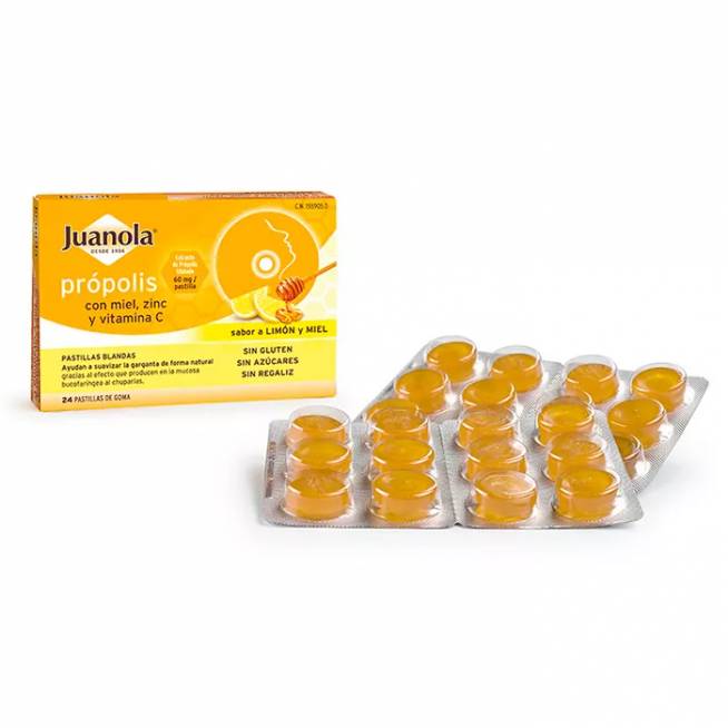 Juanola Propolio medus Cinkas Vitaminas C 24U 