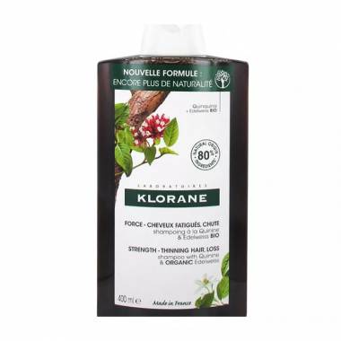 "Klorane" stiprinamasis šampūnas su chininu ir Edelweiss Bio 400ml