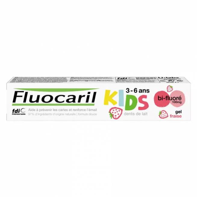 Fluocaril Kids Bi-fluoridas Pieno dantų braškių skonio 3-6 metų 50ml