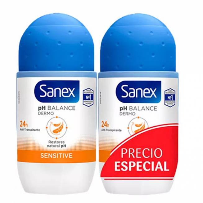 "Sanex Ph Balance Dermo Sensitive Double Roll On" dezodorantas 2x50ml