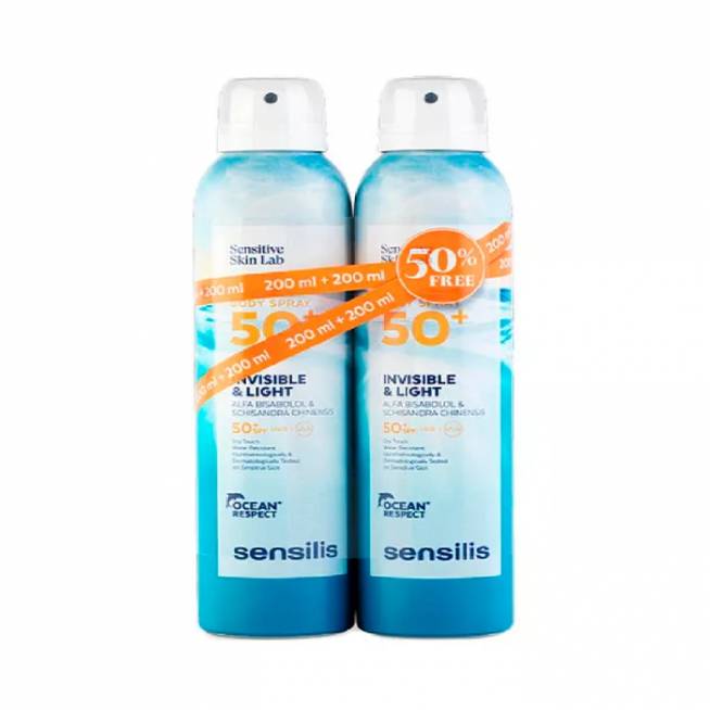 Sensilis kūno purškiklis Invisible & Light Spf50+ 2x200ml