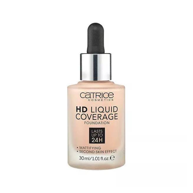 "Catrice Hd Liquid Coverage Foundation" dengiamasis makiažo pagrindas, išliekantis iki 24 val. 020-Rose Beige 30ml