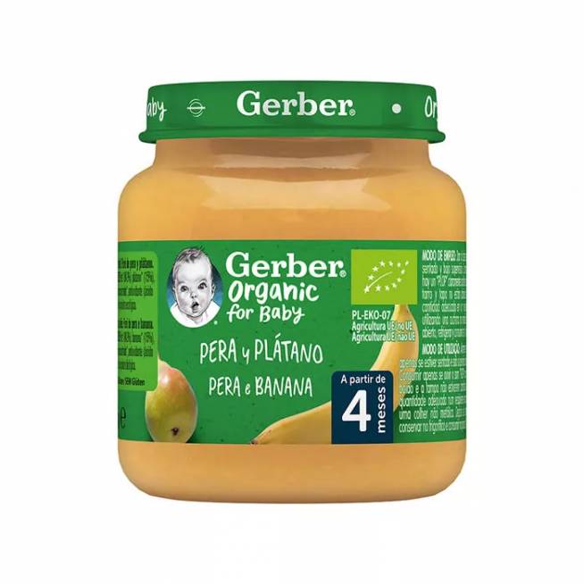 "Gerber" ekologiškas kriaušių ir bananų indelis 125g