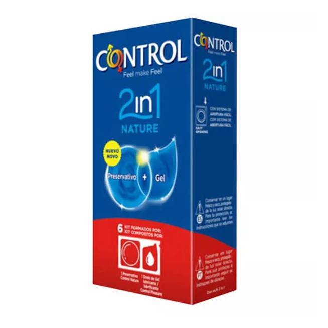 "Control Duo Nature 2in1" prezervatyvas + gelis 6 vienetai 