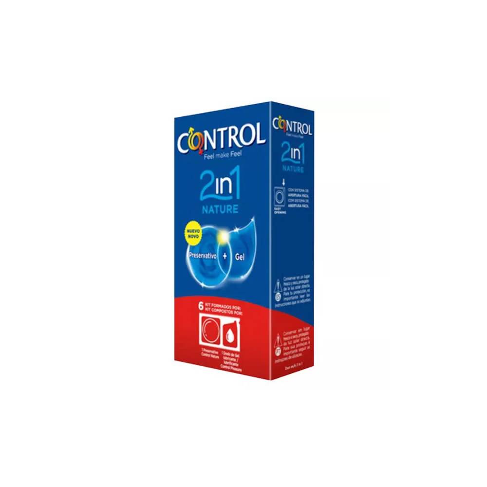 "Control Duo Nature 2in1" prezervatyvas + gelis 6 vienetai 