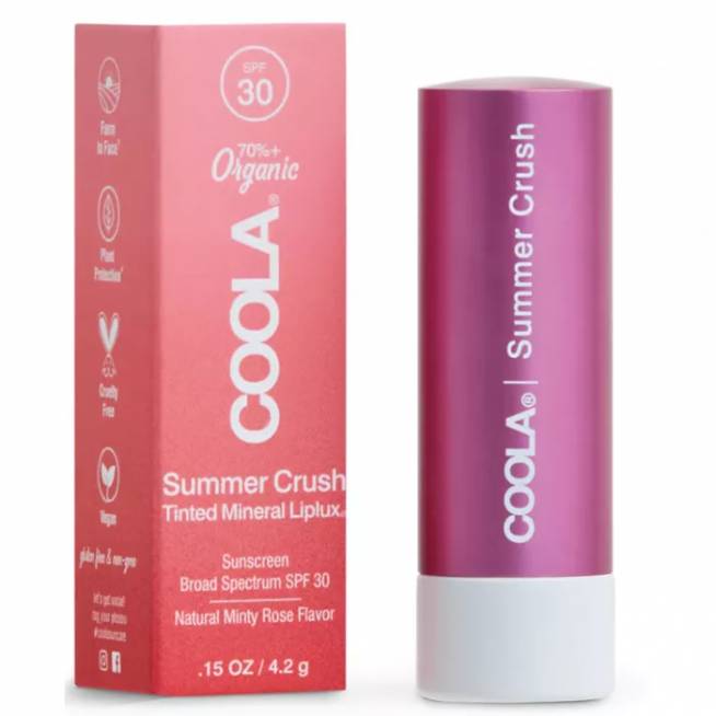 "Coola Mineral Liplux" ekologiškas tonuotas lūpų balzamas nuo saulės "Summer Crush" Spf30 4.2ml