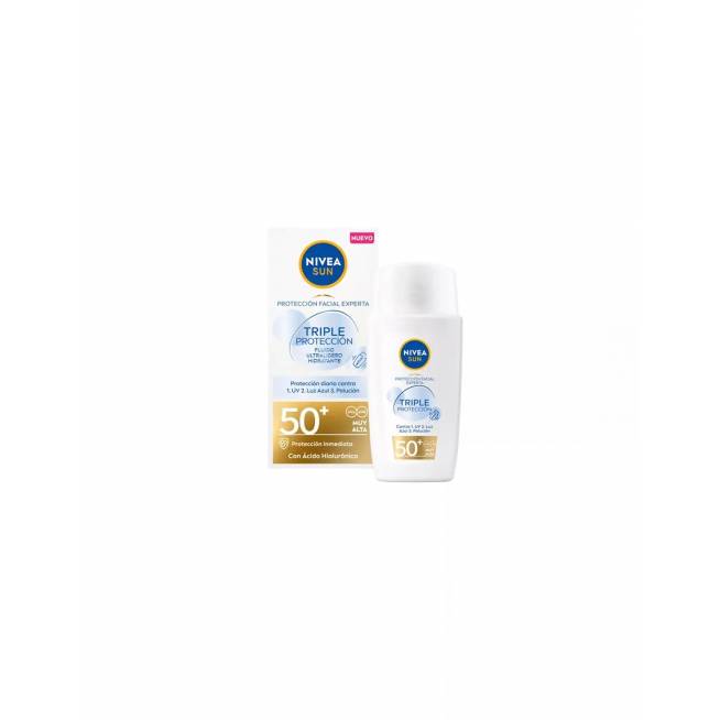 "Nivea Sun" trigubos apsaugos ultralengvas veido skystis Spf50 40ml