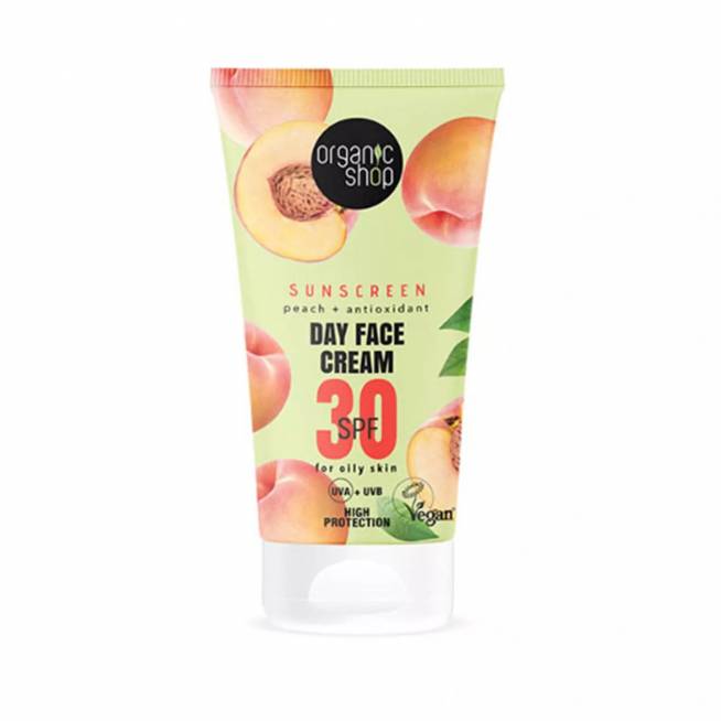 "Organic Shop" persikų kremas veido odai "De Dia Spf30" 50ml