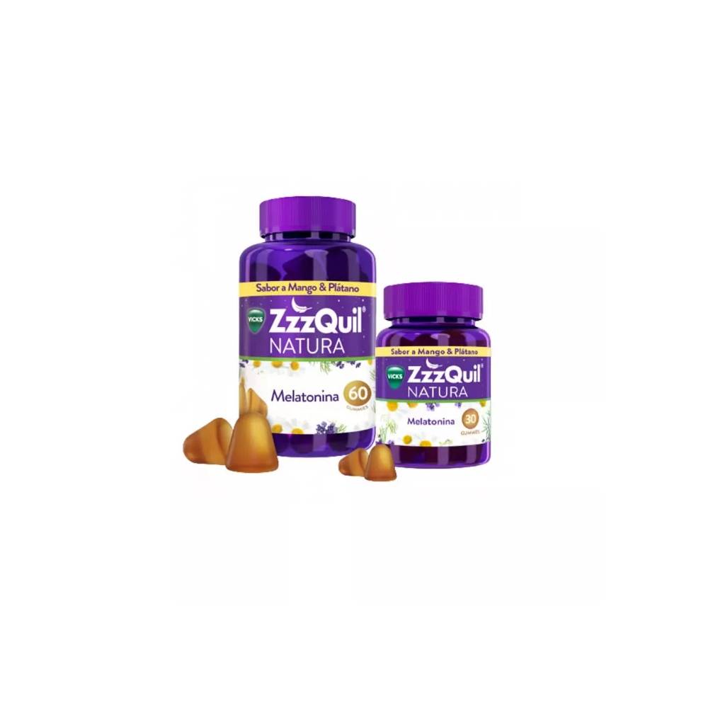 Zzzquil Natura Melatonin Mango ir bananų skonio 60+30 vienetų 