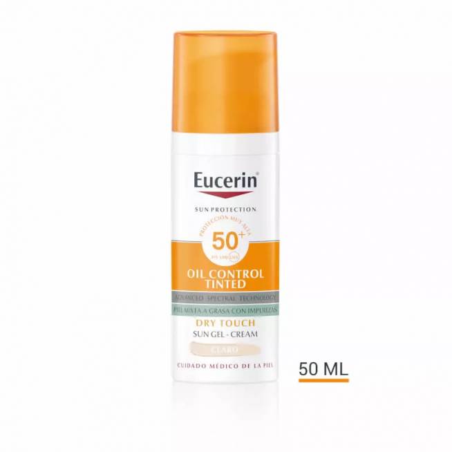 "Eucerin Oil Control Dry Touch Gel Crema SPF50+ Tinted Light" 50ml