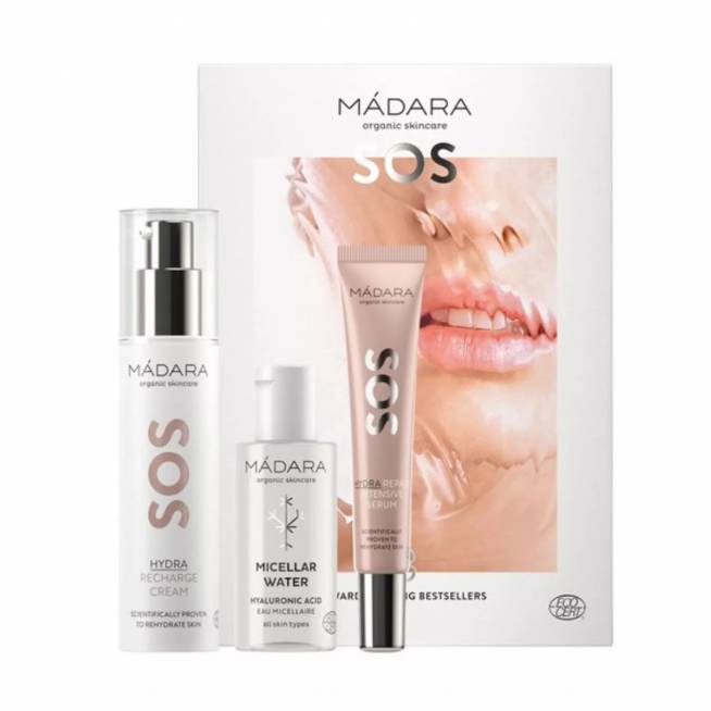 Mádara Madara Sos Hydra Recgarge Crema Pack 1un Agua Micelar 1u Serumo pakuotė