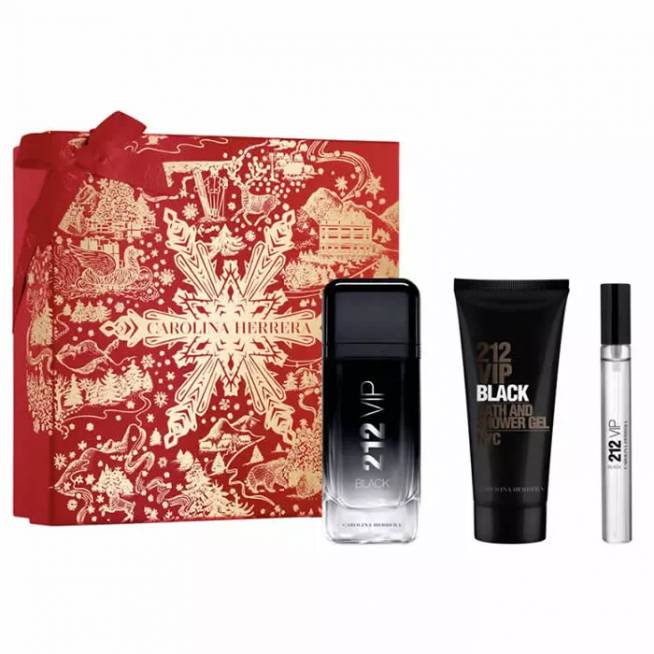 Carolina Herrera 212 Vip Black Vyrų kvepalų purškalas 100 ml, 3 dalių rinkinys