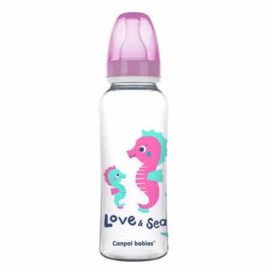 CANPOL 59/400 Buteliukas siauras 250ml PP LOVE&SEA rožinis