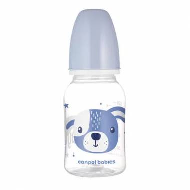 CANPOL 11/851 Standartinis 120 ml buteliukas CUTE ANIMALS mėlynos spalvos