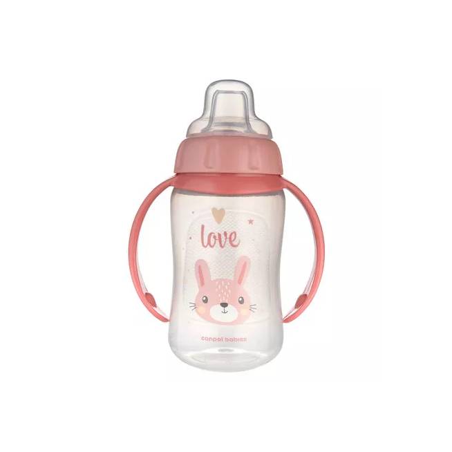 CANPOL 56/512 Mokomasis puodelis su minkštu kandikliu 320 ml CUTE ANIMALS rožinis2