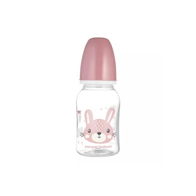 CANPOL 11/851Buteliukas standartinis 120ml CUTE ANIMALS rožinės spalvos