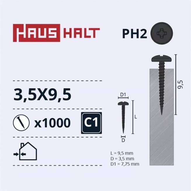 Savisriegis Haushalt DIN 7504N, 3.5 mm x 9.5 mm, 1000 vnt.