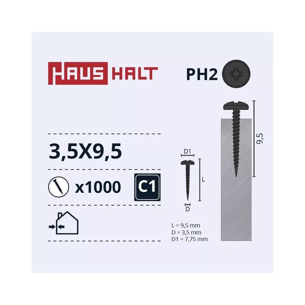 Savisriegis Haushalt DIN 7504N, 3.5 mm x 9.5 mm, 1000 vnt.