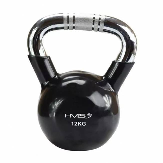 Kettlebell HMS KTC12 BLACK ketaus rankena su rakteliais