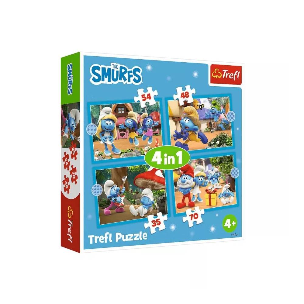 TREFL 34656 Dėlionė 4in1 Smurfų kaimas