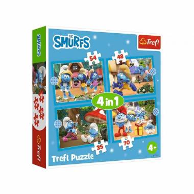 TREFL 34656 Dėlionė 4in1 Smurfų kaimas