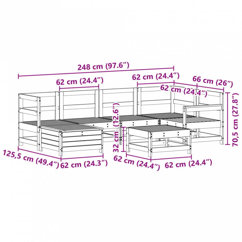 Sodo sofos komplektas, 7 dalių, medienos masyvas