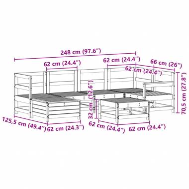 Sodo sofos komplektas, 7 dalių, medienos masyvas