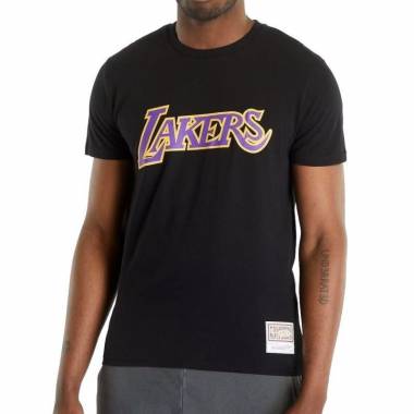 "Mitchell & Ness" NBA komandos logotipas marškinėliai Los Angeles Lakers BMTRINTL1051-LALBLCK