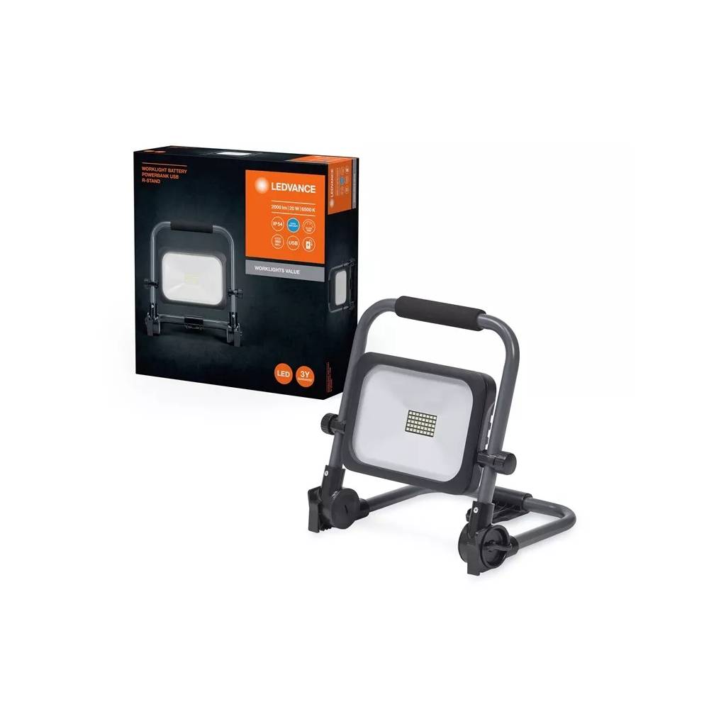 Prožektorius Ledvance Worklight Value Battery, 20 W, 2000 lm, 6500 °K, IP54, juodas