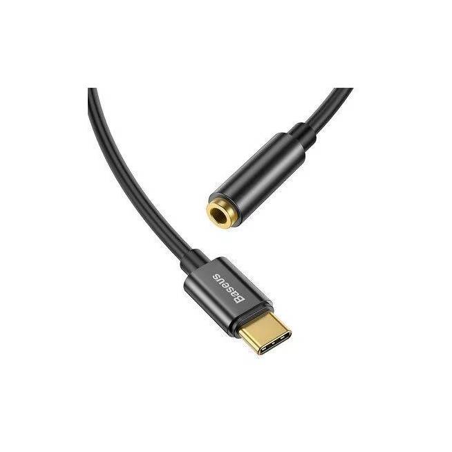 Adapteris Baseus USB-C to 3.5mm USB C male Male (vyriška), 3.5mm female Female (moteriška), 0.05 m, juoda