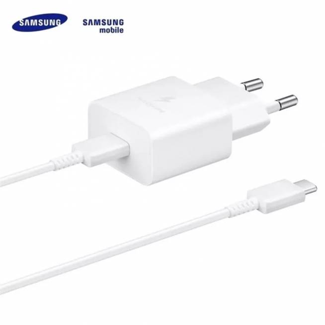 Telefono įkroviklis Samsung USB-C Travel Charger 15W White, USB Type C, 100 cm, balta, 15 W