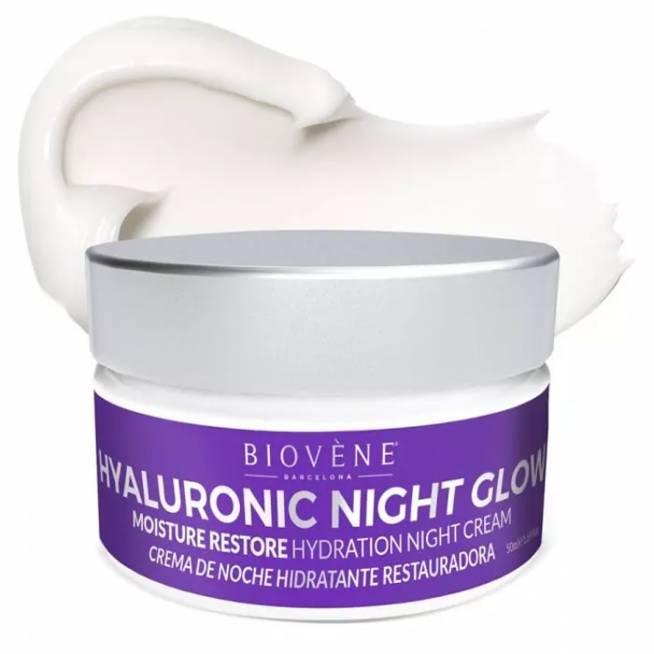 "Biovene Hyaluronic Night Glow Moisture Restore Hydration" naktinis kremas 50ml