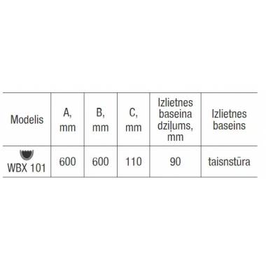 Virš skalbimo mašinos montuojama kriauklė, WBX 101 60x60x11cm