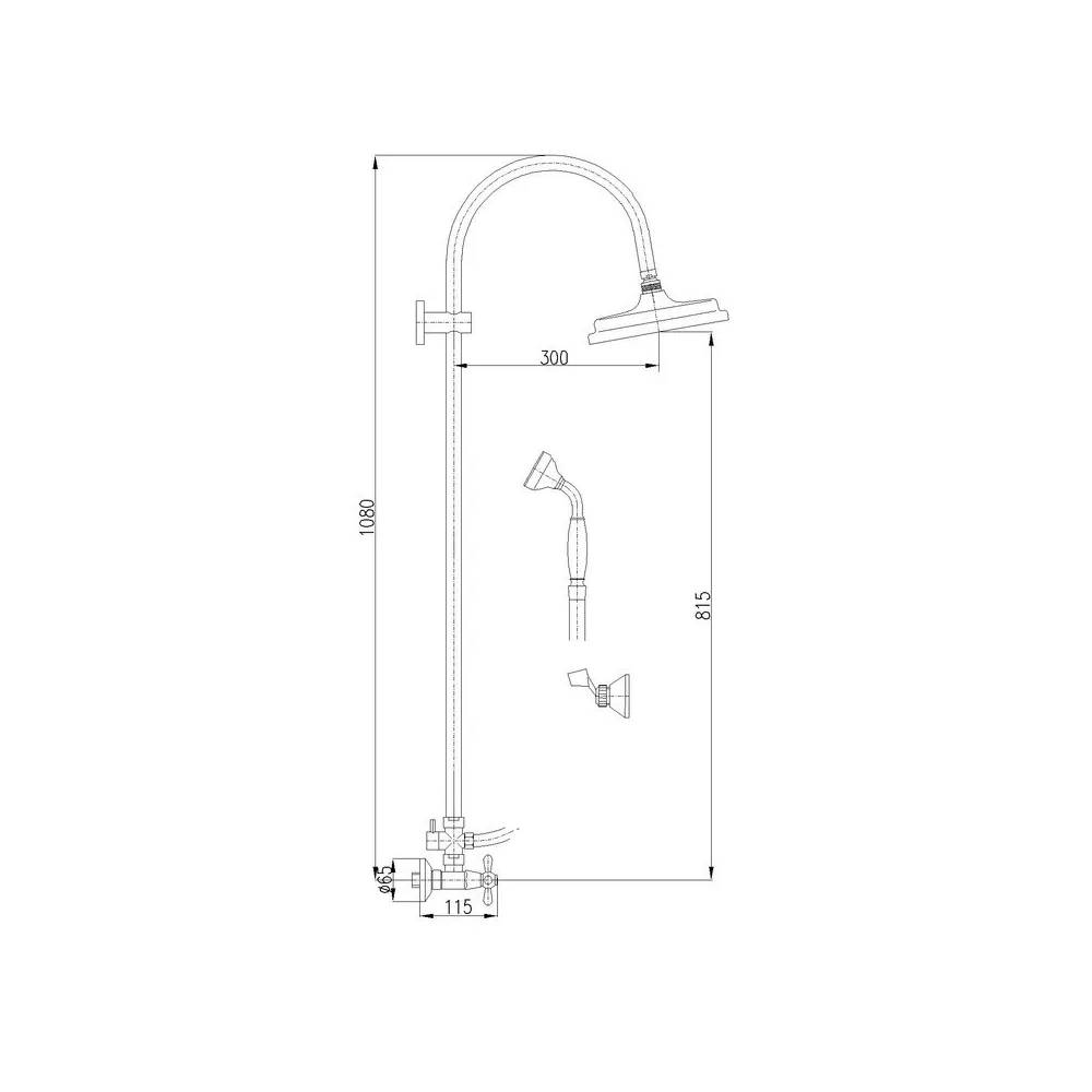 Dušo maišytuvas su dušo kolonėle MORAVA RETRO - Barva chrom,Rozměr 150 mm