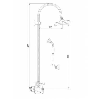 Dušo maišytuvas su dušo kolonėle MORAVA RETRO - Barva chrom,Rozměr 150 mm