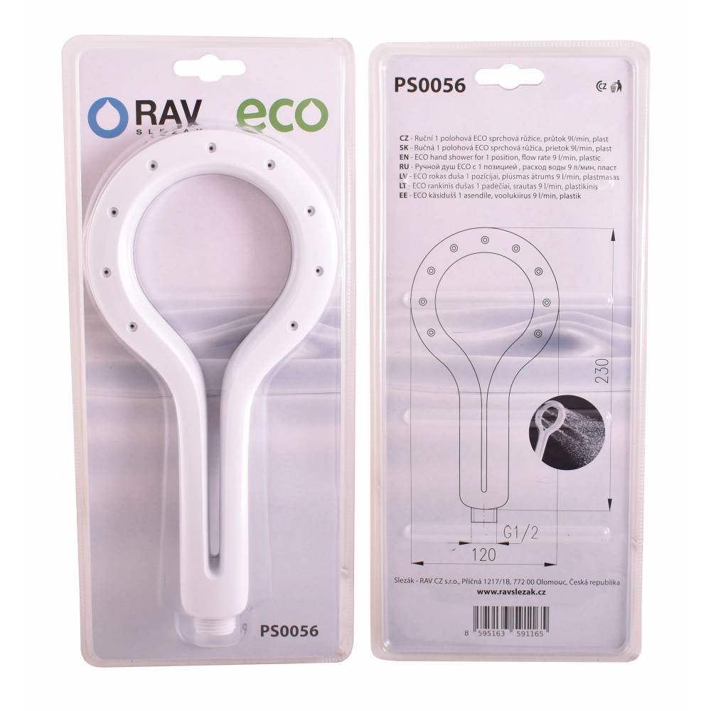 Rankinis dušas su ECO vandens taupymu ø 120 mm - Barva chrom/bílá