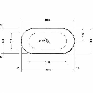 Duravit DuraKanto 700561, 1680x800 mm balta laisvai pastatoma vonia