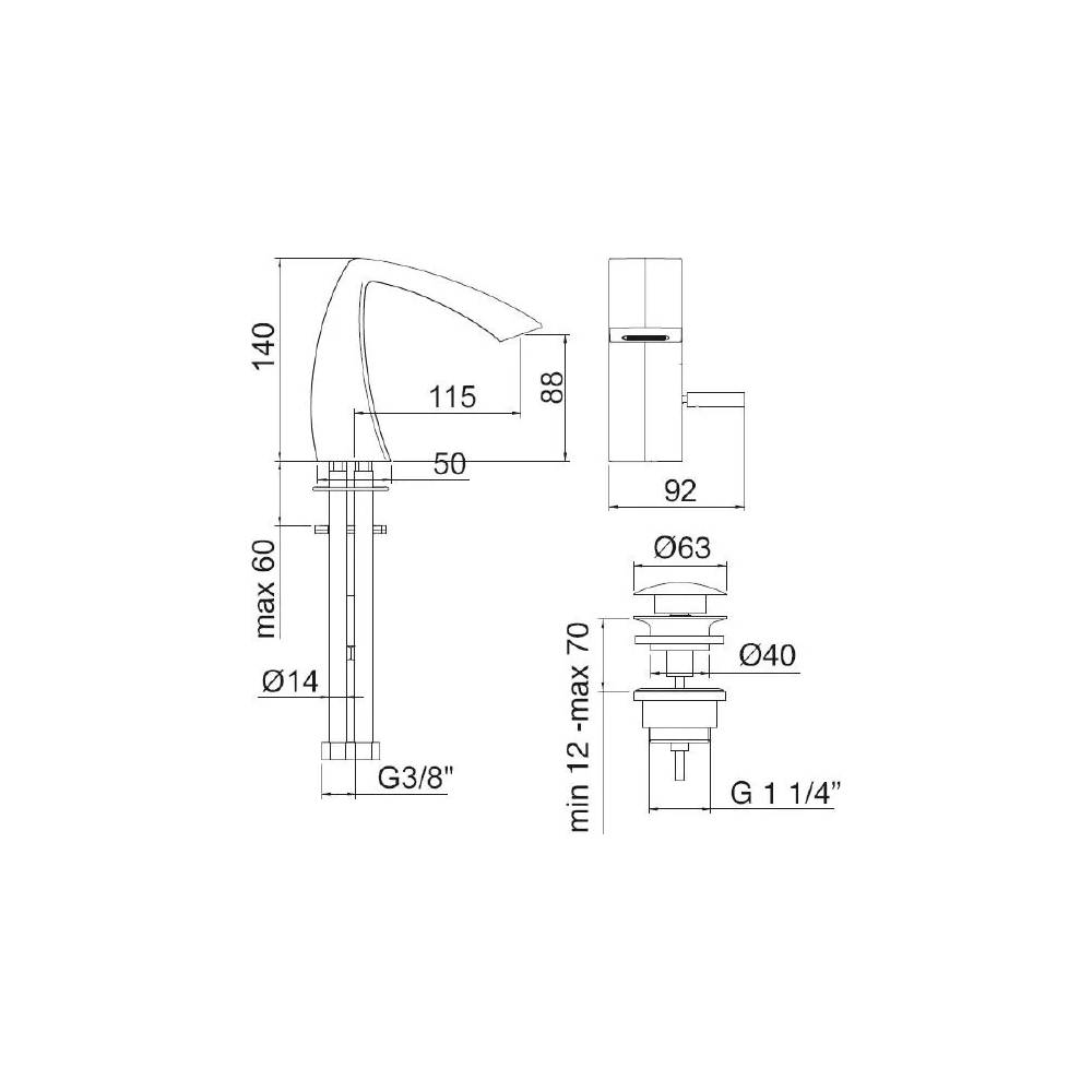 "Treemme" bide maišytuvas "Arche 0220.CC