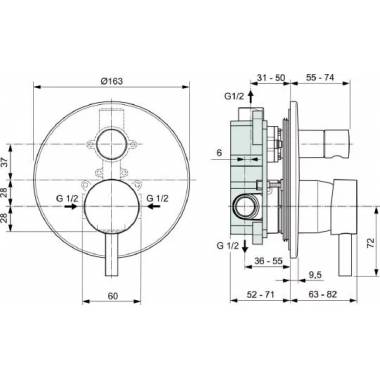 "Ideal Standard" vonios / dušo maišytuvas "Ceraline" A6939AA