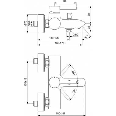 "Ideal Standard" vonios / dušo maišytuvas "Ceraline BC199AA