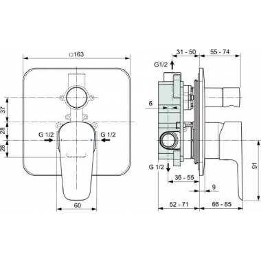 "Ideal Standard" vonios / dušo maišytuvas "Esla" A6947AA