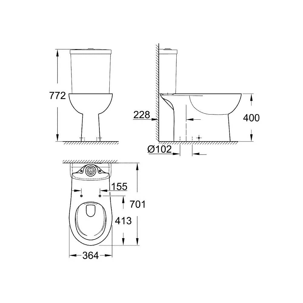 "Grohe" puodo dugnas BauCeramic, vertik. išėjimas 39429000