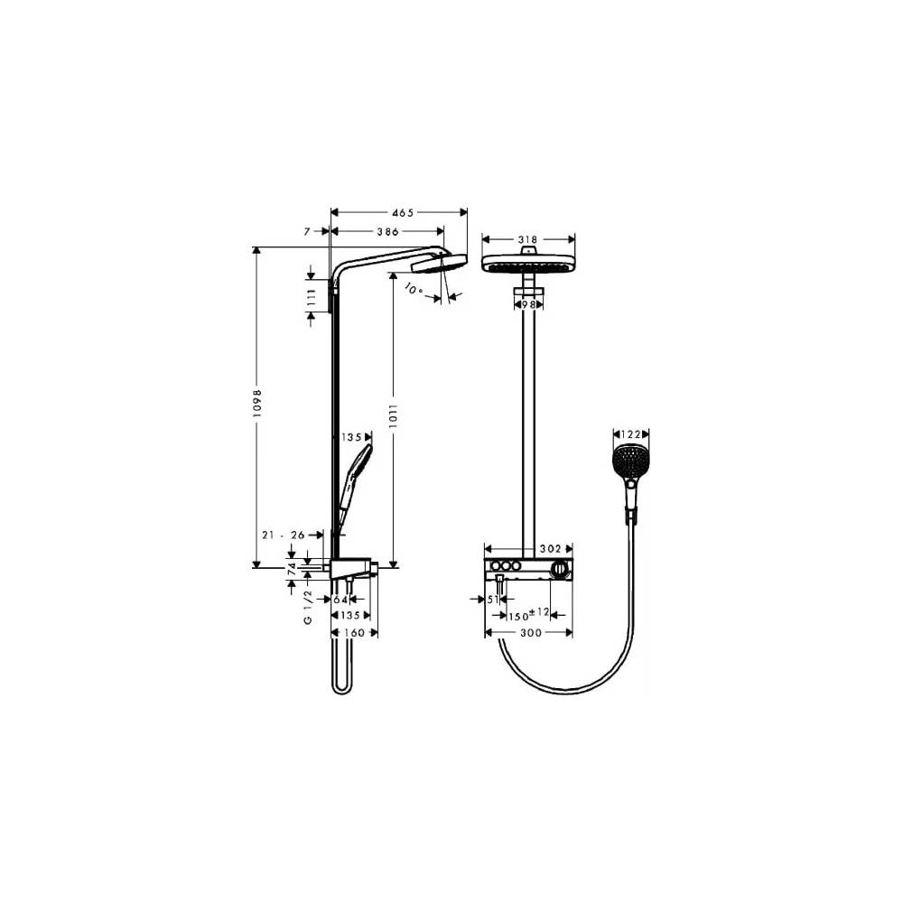 "Hansgrohe" dušo rinkinys "Raindance Select E 300 3jet" 27127000