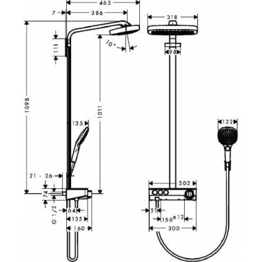 "Hansgrohe" dušo rinkinys "Raindance Select E 300 3jet" 27127000