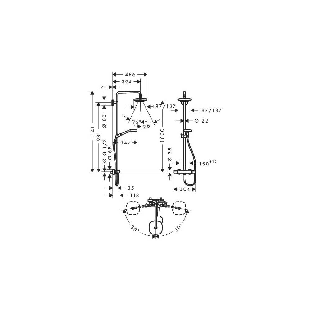 "Hansgrohe" dušo rinkinys "Croma Select E 180" 27256400