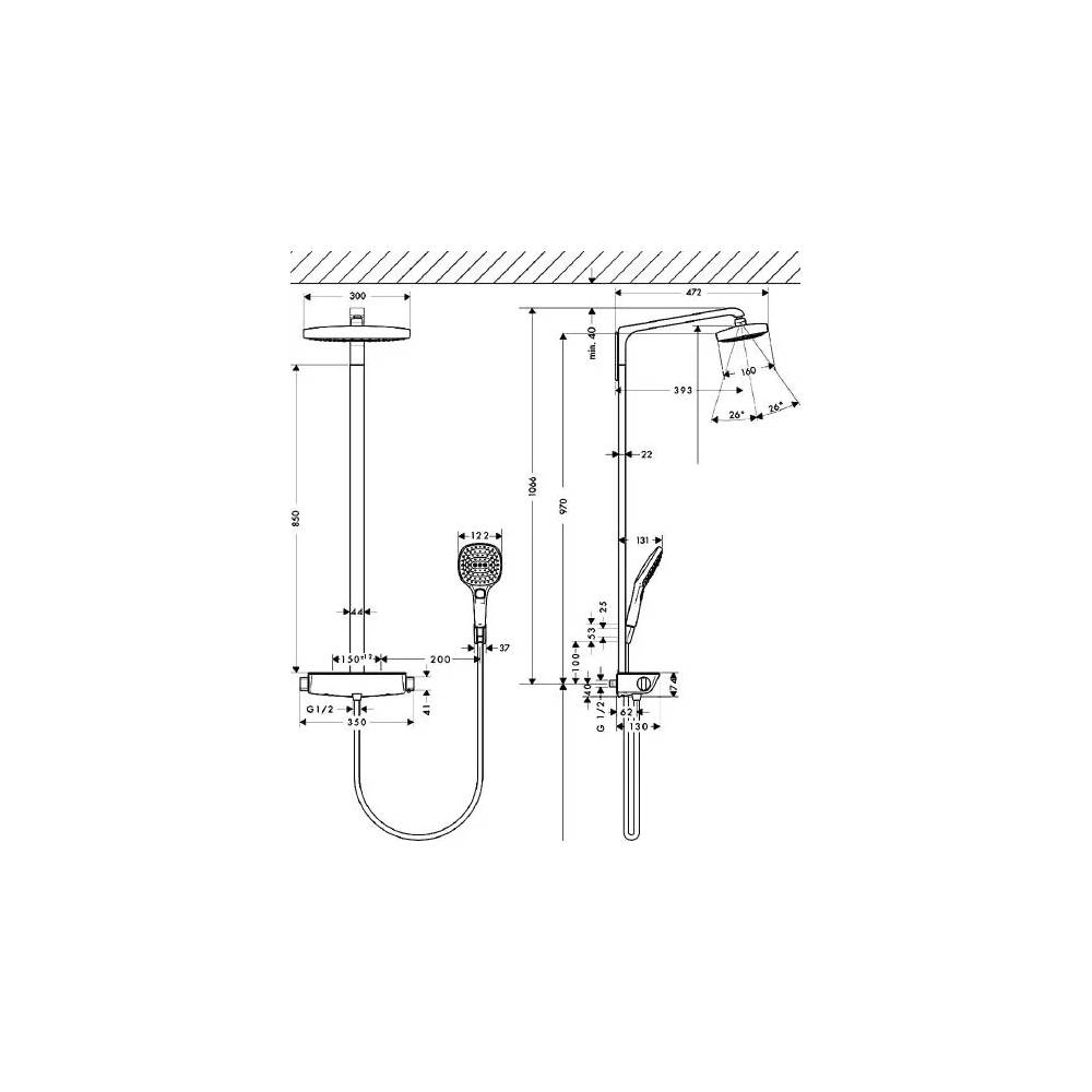 "Hansgrohe" dušo rinkinys "Raindance Select E 300 2jet" 27128400