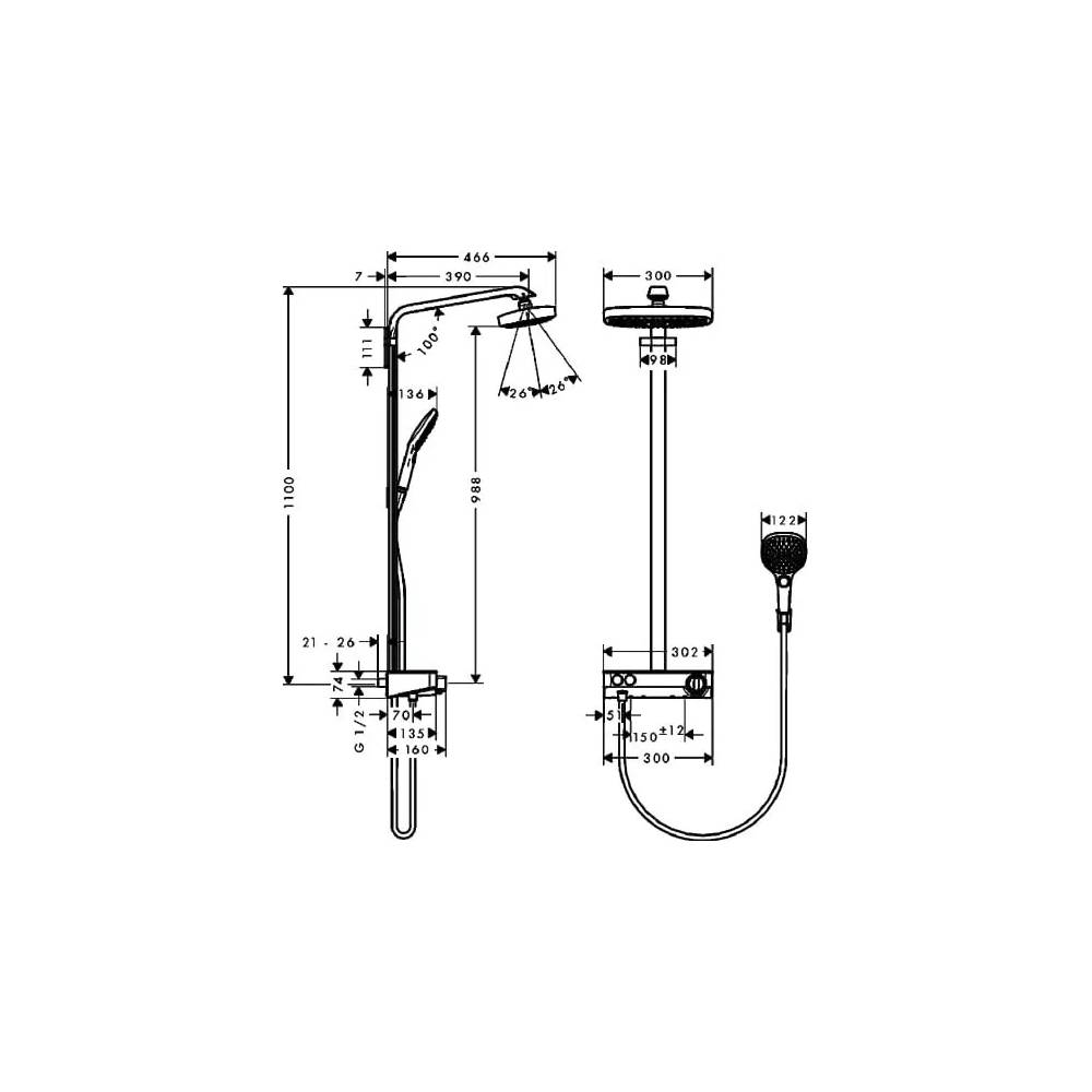 "Hansgrohe" dušo rinkinys "Raindance Select E 300 2jet" 27126000