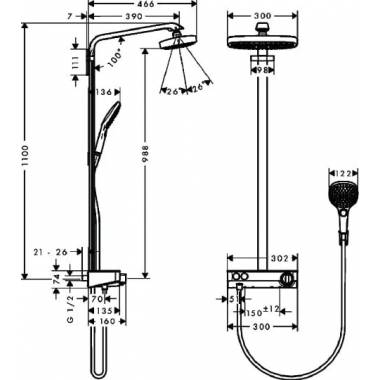 "Hansgrohe" dušo rinkinys "Raindance Select E 300 2jet" 27126000